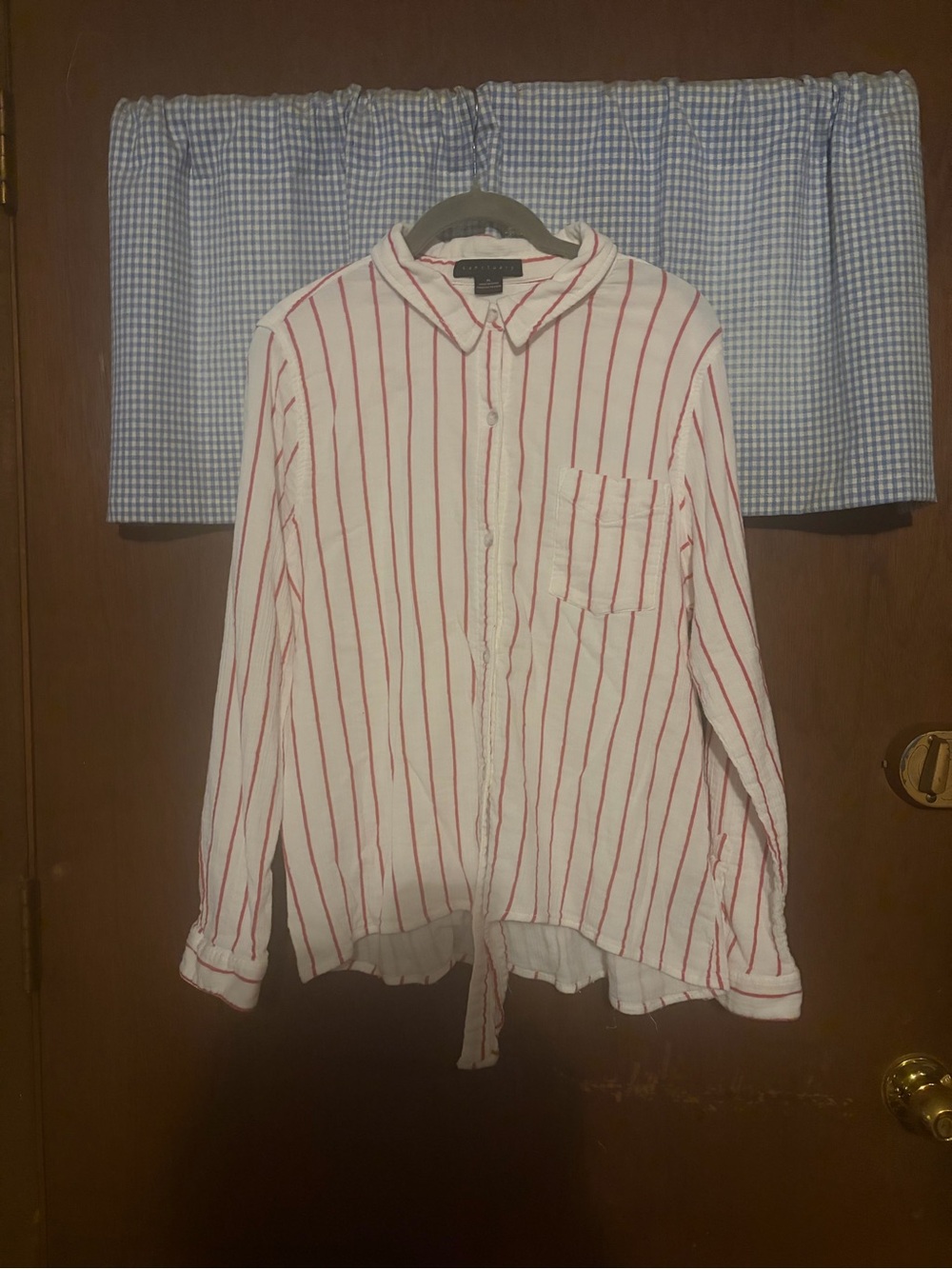 Sanctuary White Tie Front Shirt with Pink Stripes